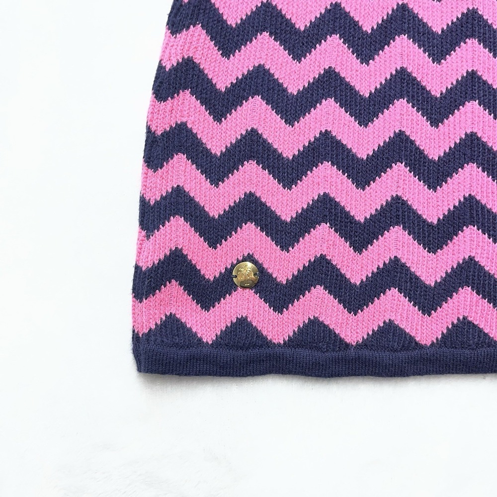 Lilly Pulitzer Santana Sweater Dress Girls L 8-10 Chevron Pink Navy Barbie Glam - Picture 6 of 6